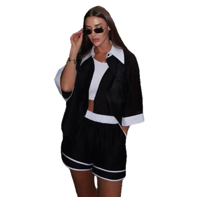 Dame Sporty Sæt med Kort Blazer og Shorts Stilla