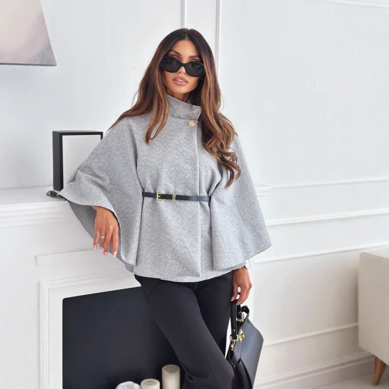 Dame Elegant Oversized-Cape med bælte og moderne snit Stilla