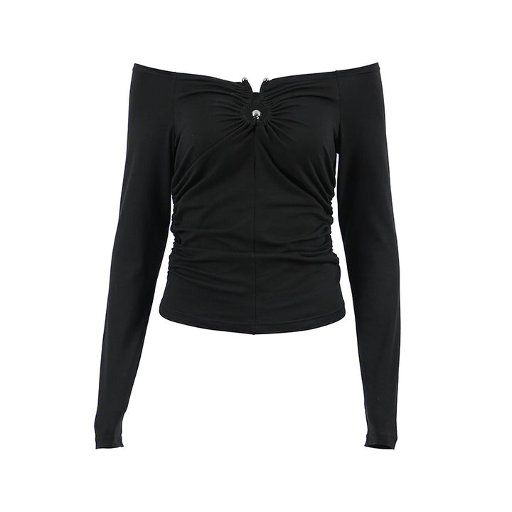 Damer Off-Shoulder Overdel med raffineret flæsedesign og perleformet knap Stilla