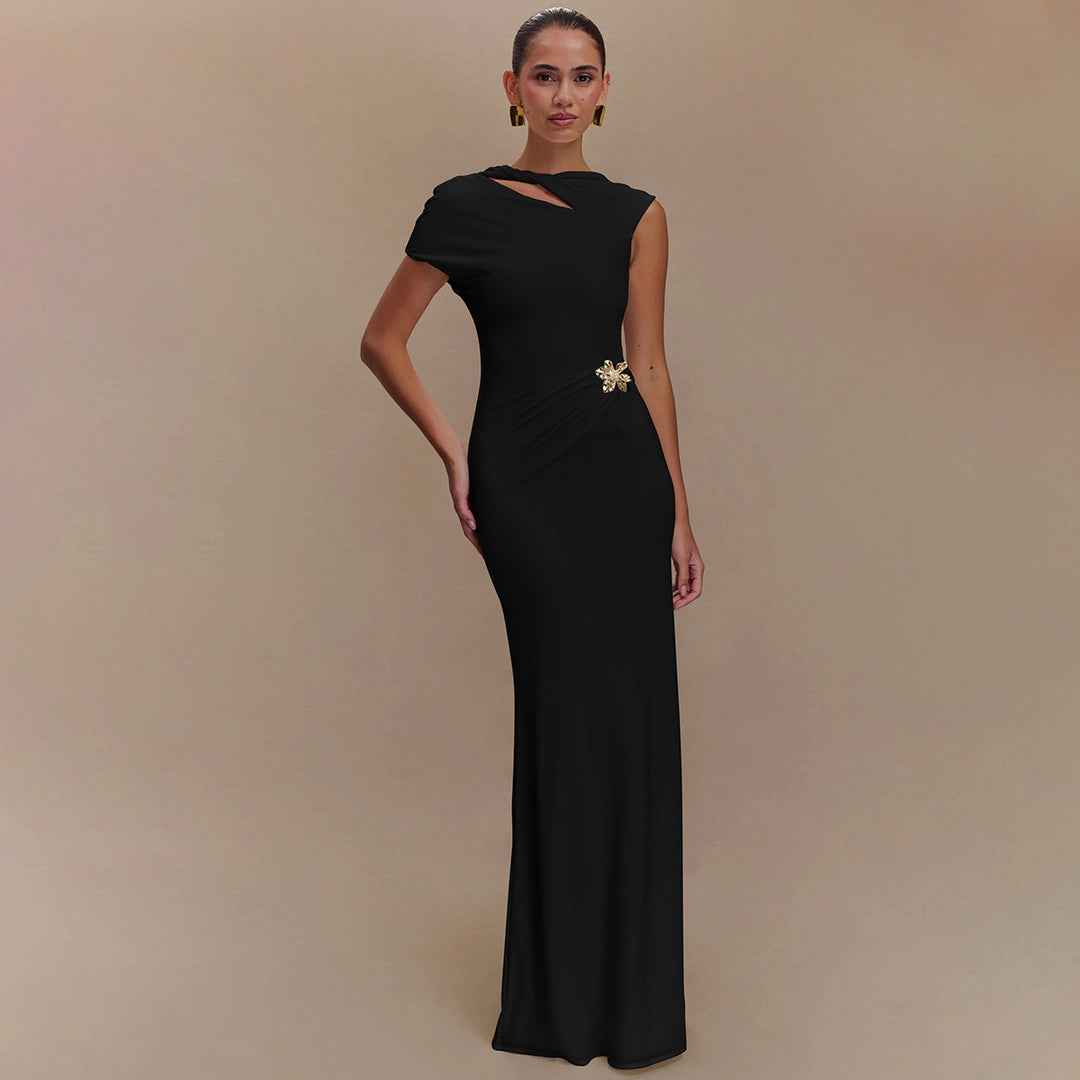 Dame Elegant Maxikjole med raffinerede cut-outs og smocked detaljer Stilla