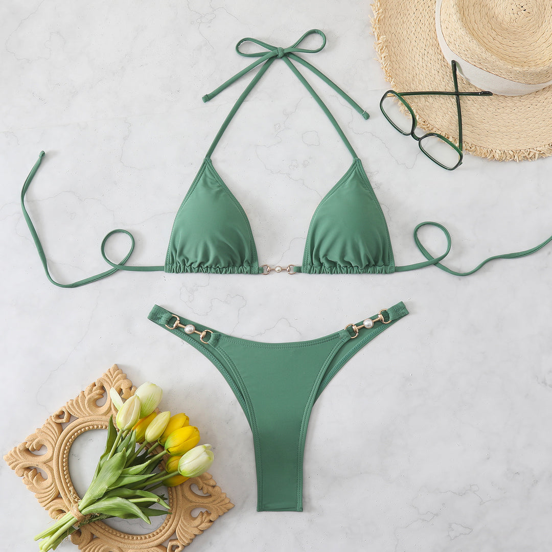 Dame Triangel-Bikini med elegante guld accenter Skovae