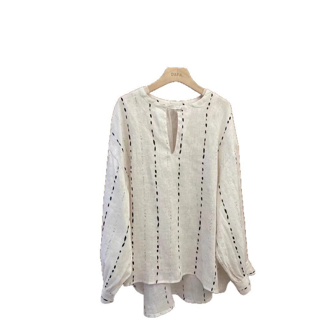 Femme Relaxed Fit Placket Detalje Skjorte Stilla