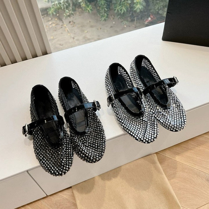 Femme Strass-besmykkede Mary Jane Flats Stilla