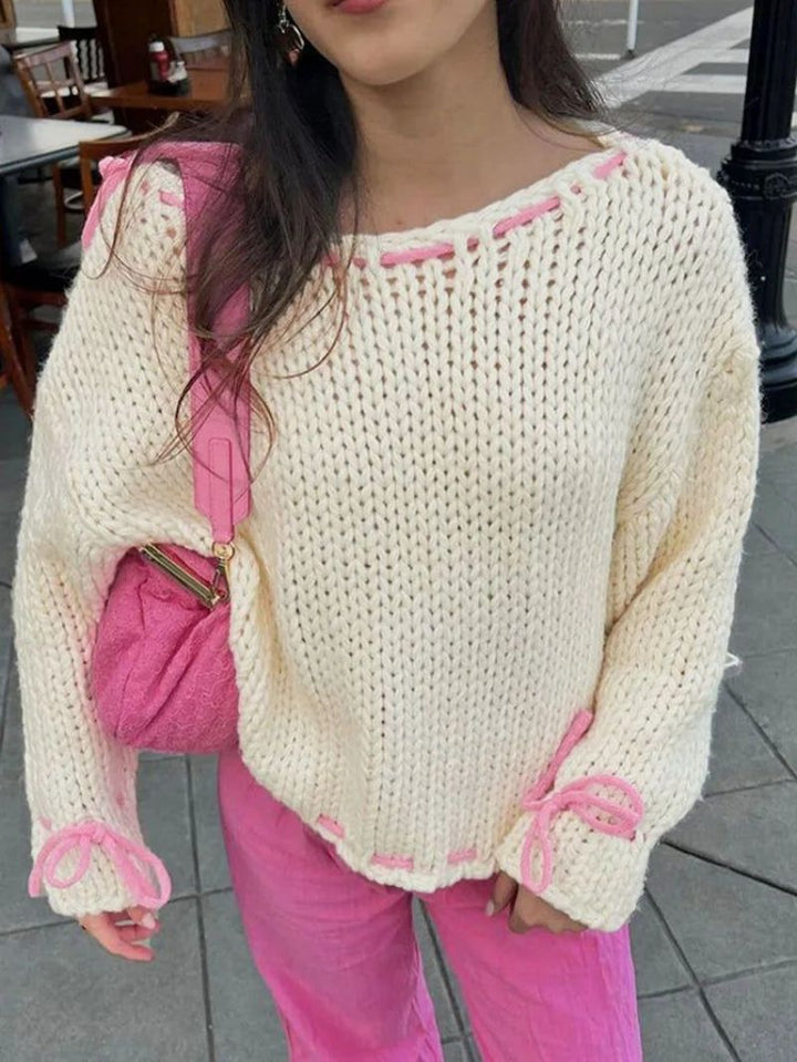 Dame løs siddende sweater med sofistikerede snorelukning detaljer Stilla