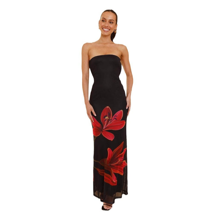 Kvinder Elegant Maxikjole med Blomsterprint og Samlet Top Stilla