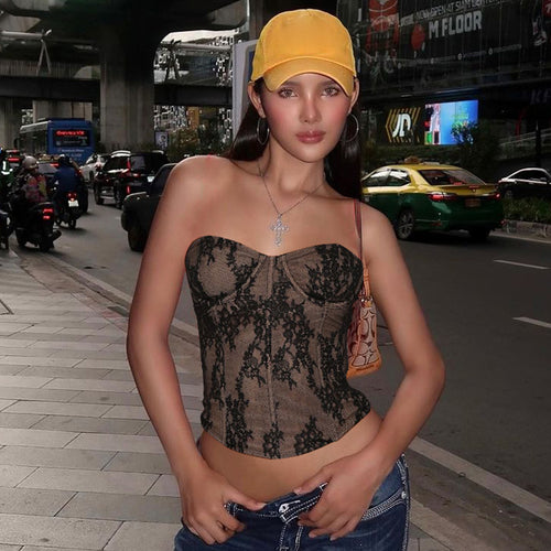 Dame Spitzen-Bustier med gennemgående design og elegante stropper Stilla