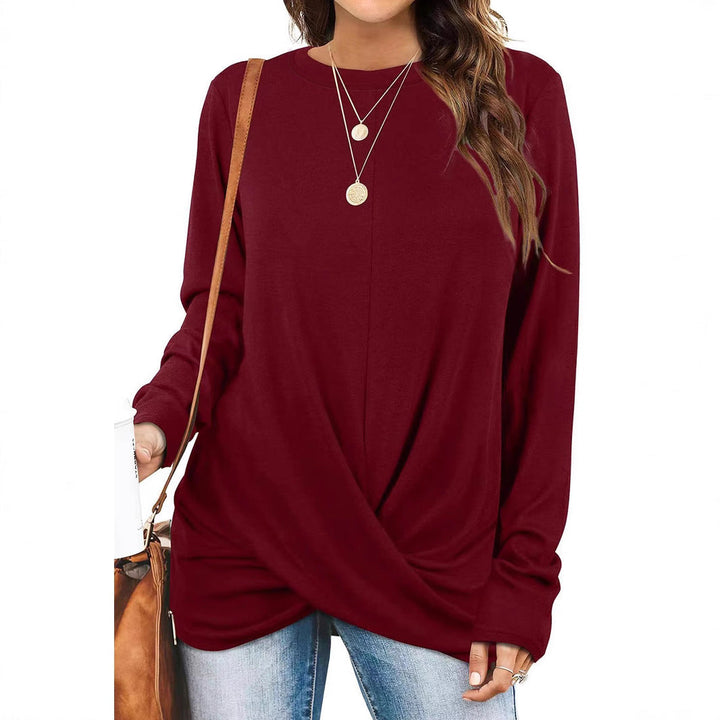 Stilla | Trendy Rund Hals Lange Ærmer Twist Strik Bluse
