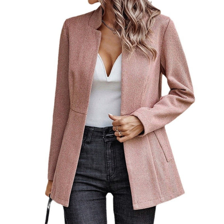 Dame blazer i struktureret stof med moderne krave Stilla
