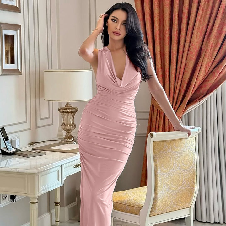 Dame Elegant Maxikjole med raffinerede draperinger Skovae