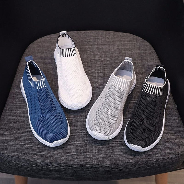 Dame åndbare Slip-On sneakers med elastisk strik-overdel Stilla