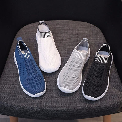 Dame åndbare Slip-On sneakers med elastisk strik-overdel Stilla