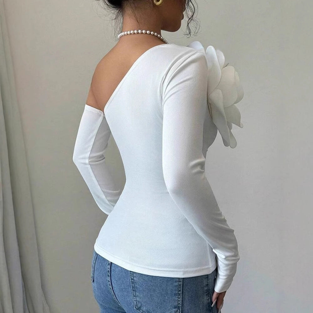 Dame bodystocking med elegant Bloom-applikation og lange ærmer Skovae