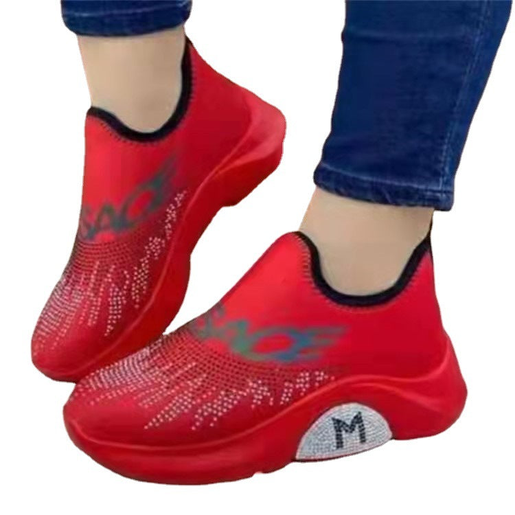 Dame Sneakers med elastisk overdel og funklerende strass-applikation Stilla