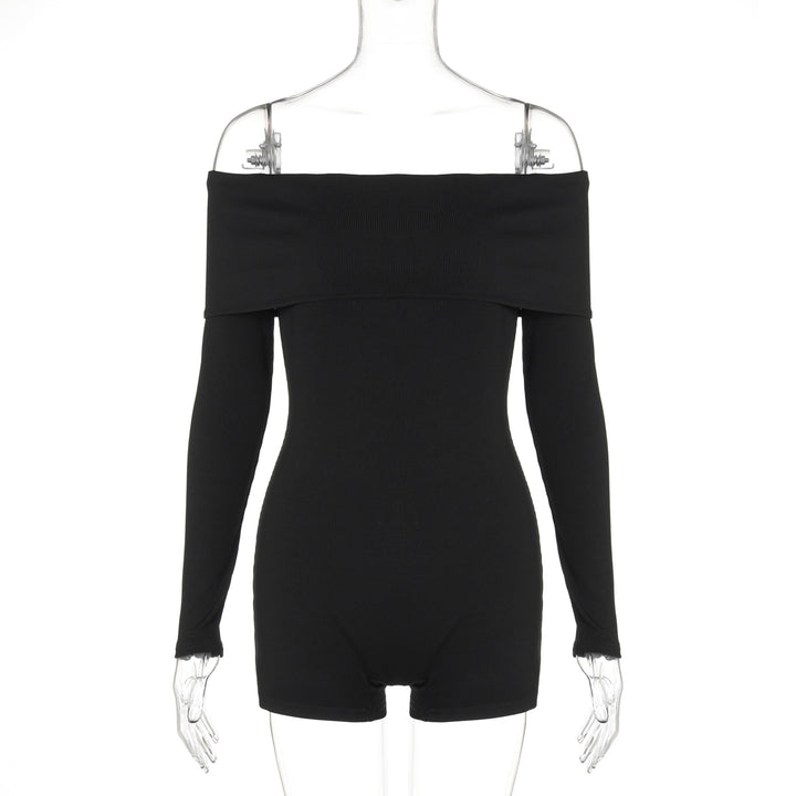 Dame Off-Shoulder Jumpsuit med lange ærmer og figursyet snit Stilla