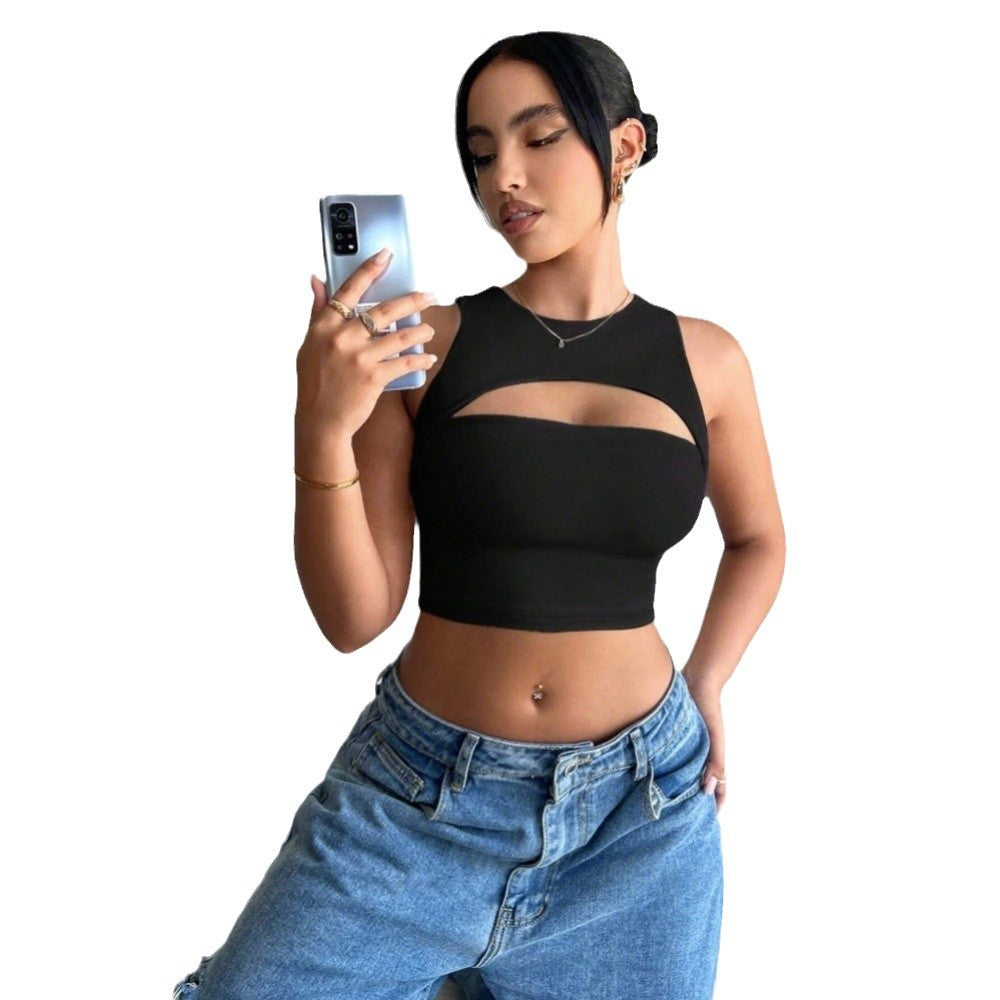 Kvindernes Cropped Top med Fashionable Cut-Out og Figurformende Design Stilla