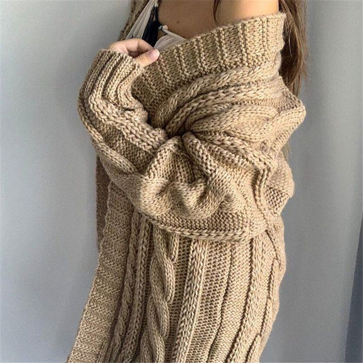 Dame Stor Oversized Strikpullover Stilla