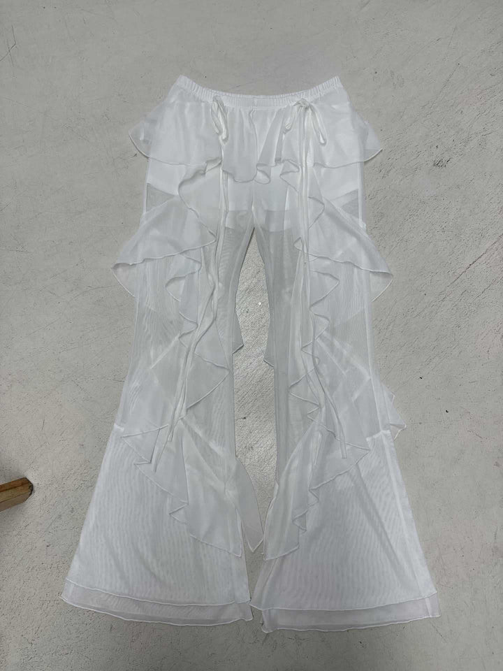 Dame ruffles bukser med elastisk talje og flydende snit Skovae