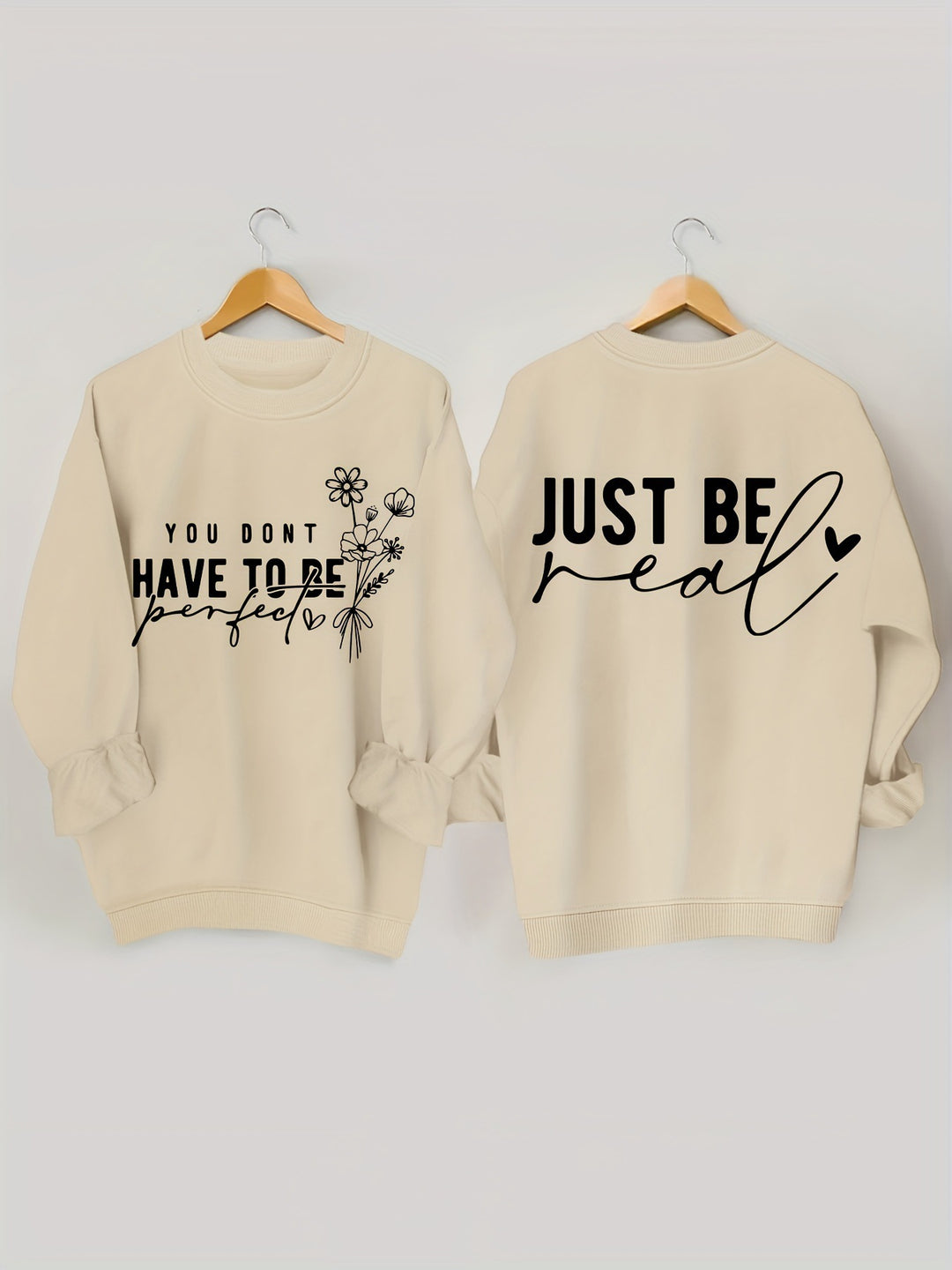 Kvinders afslappede sweater med inspirerende budskaber Stilla