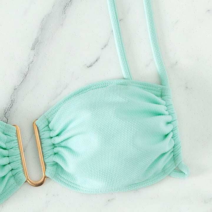 Dame Bikini-sæt med moderigtigt Push-Up-top og elegant gummi-detalje Skovae