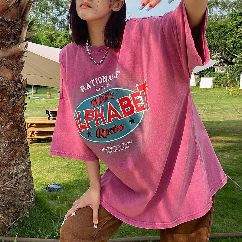 Dame Oversized T-shirt med kreativ tekst og afslappet pasform Stilla