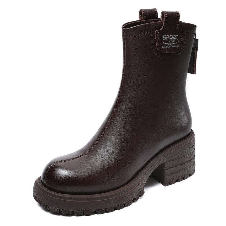 Dame Sleek Mid-Calf Blokhæl Støvler med vejrbestandigt design Stilla