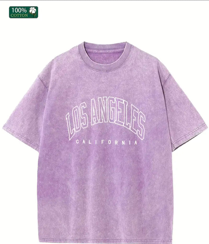 Dame Oversized T-Shirt med nostalgisk Los Angeles print og afslappet snit Stilla