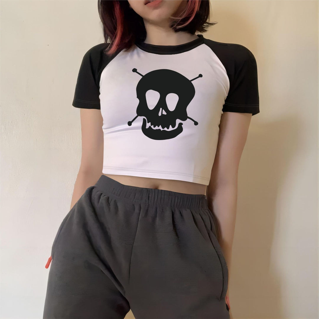 Dame Crop-top med motiverende tekst og afslappet snit Skovae