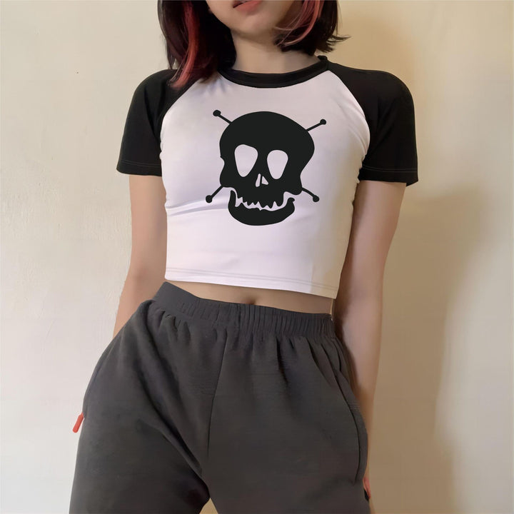 Dame Crop-top med motiverende tekst og afslappet snit Skovae