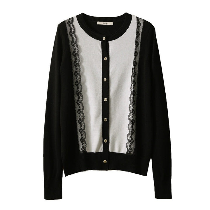 Kvindernes elegante cardigan med blonder trim Stilla