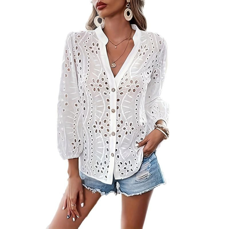 Femme Øsenbroderet Bluse Stilla