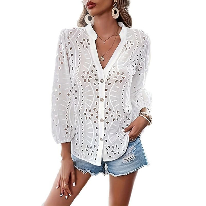 Femme Øsenbroderet Bluse Stilla