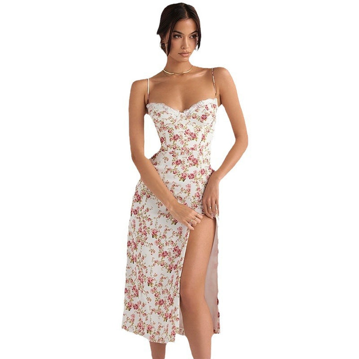 Dame Floral-udsmykket Bodycon Midi Kjole Stilla
