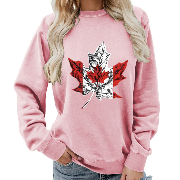 Kvinders sweatshirt med kreativt ahornbladmotiv og komfortabel pasform Stilla