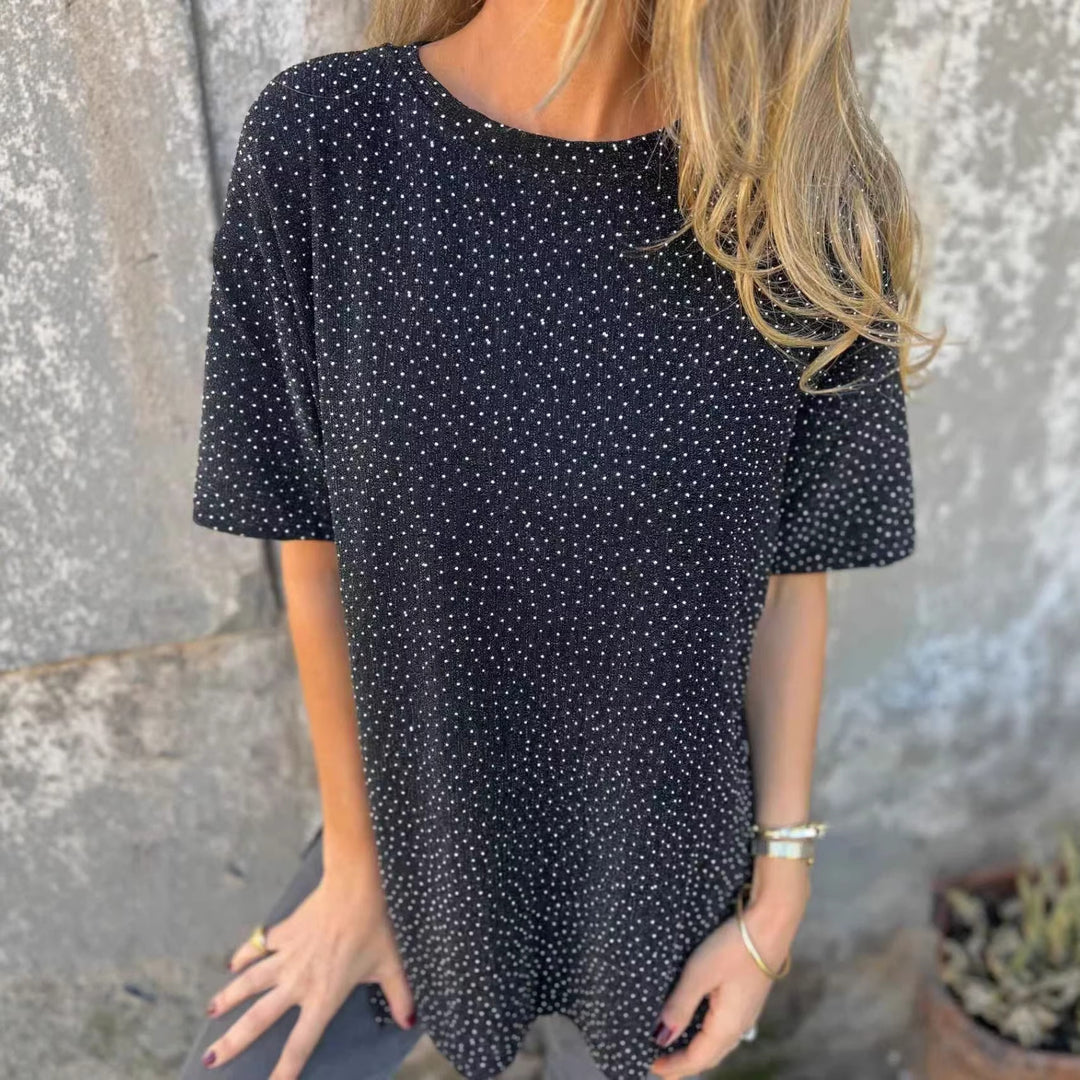 Dame oversized T-shirt med glimmersten og afslappet snit Skovae