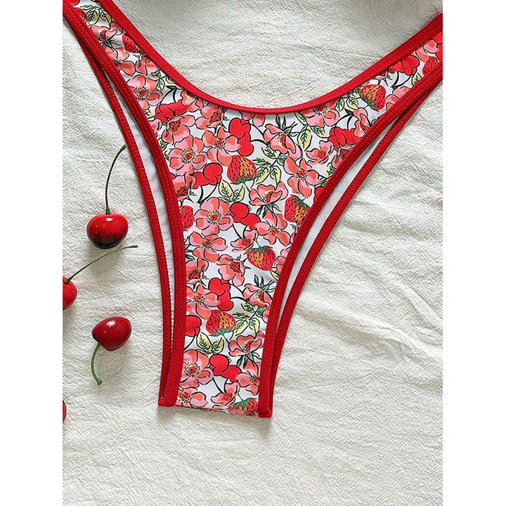 Dame Push-Up Bikini med blomsterdesign og justerbare stropper Skovae