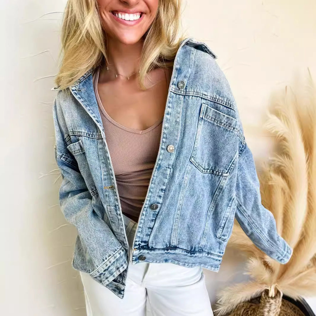 Dame Vintage Denimjakke i afslappet oversized-snit Stilla