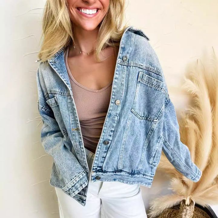 Dame Vintage Denimjakke i afslappet oversized-snit Stilla