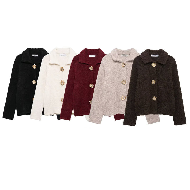Kvinders Cozy Fleece Jakke med Elegant Knaplukning Stilla