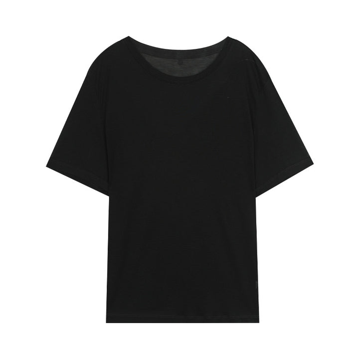 Dame afslappet oversized T-shirt lavet af høj kvalitet bomuldsblanding med bred rund halsudskæring Stilla