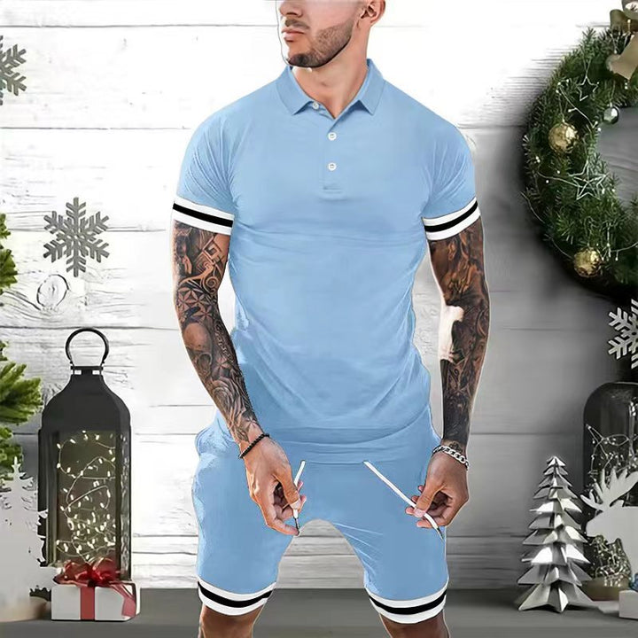 Herrer Sporty Kortærmet Poloshirt med kombineret Shorts-sæt Stilla