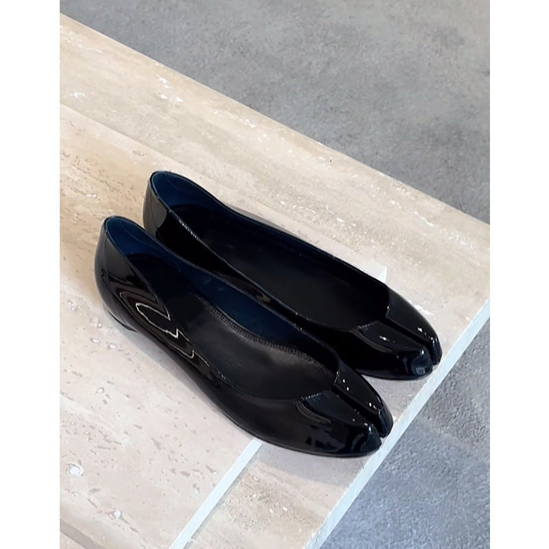 Damer Stilfuld Patent Læder Spids Tå Ballerinas Stilla