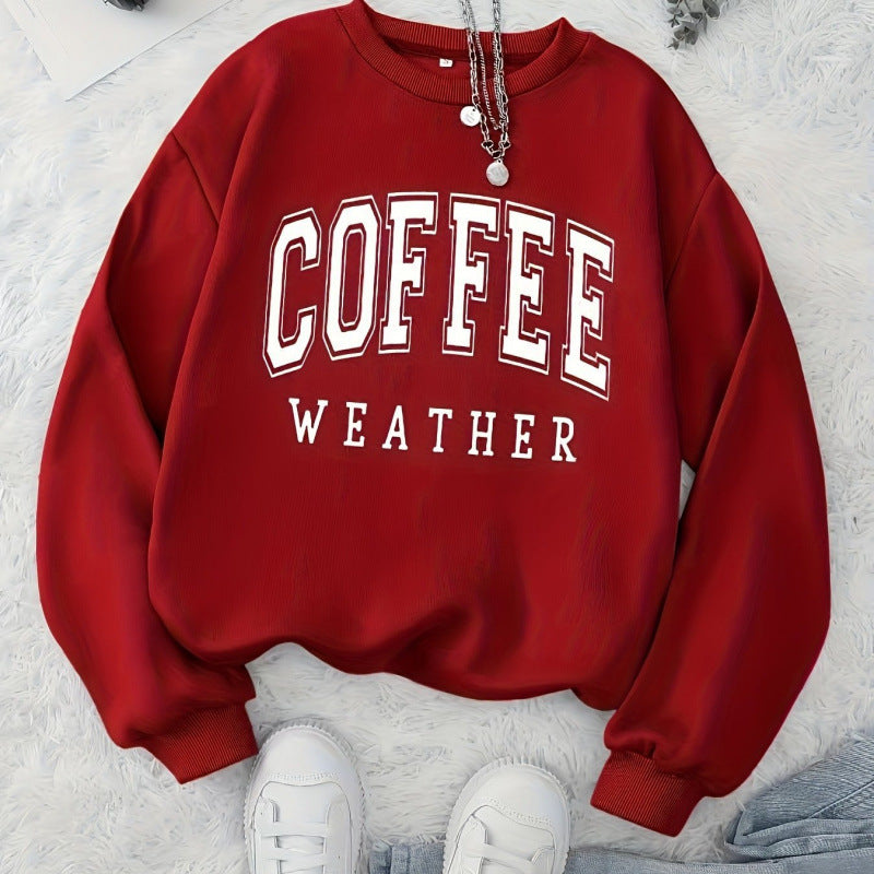 Kvinders sweatshirt med et fashionabelt Coffee Weather print Stilla