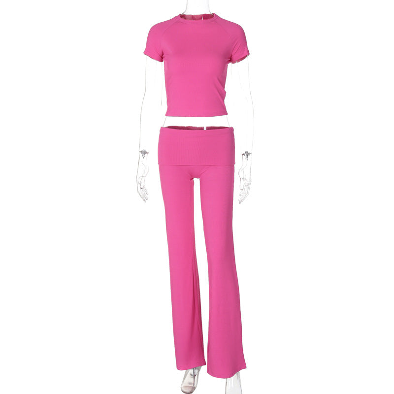Dame sporty sæt med cropped top og udstyret bukser Skovae