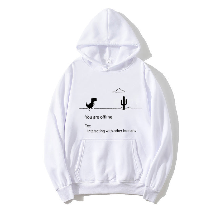 Dame hoodie med kreativt dinosaur- og interaktionsmotiv Skovae