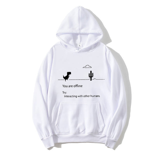 Dame hoodie med kreativt dinosaur- og interaktionsmotiv Skovae