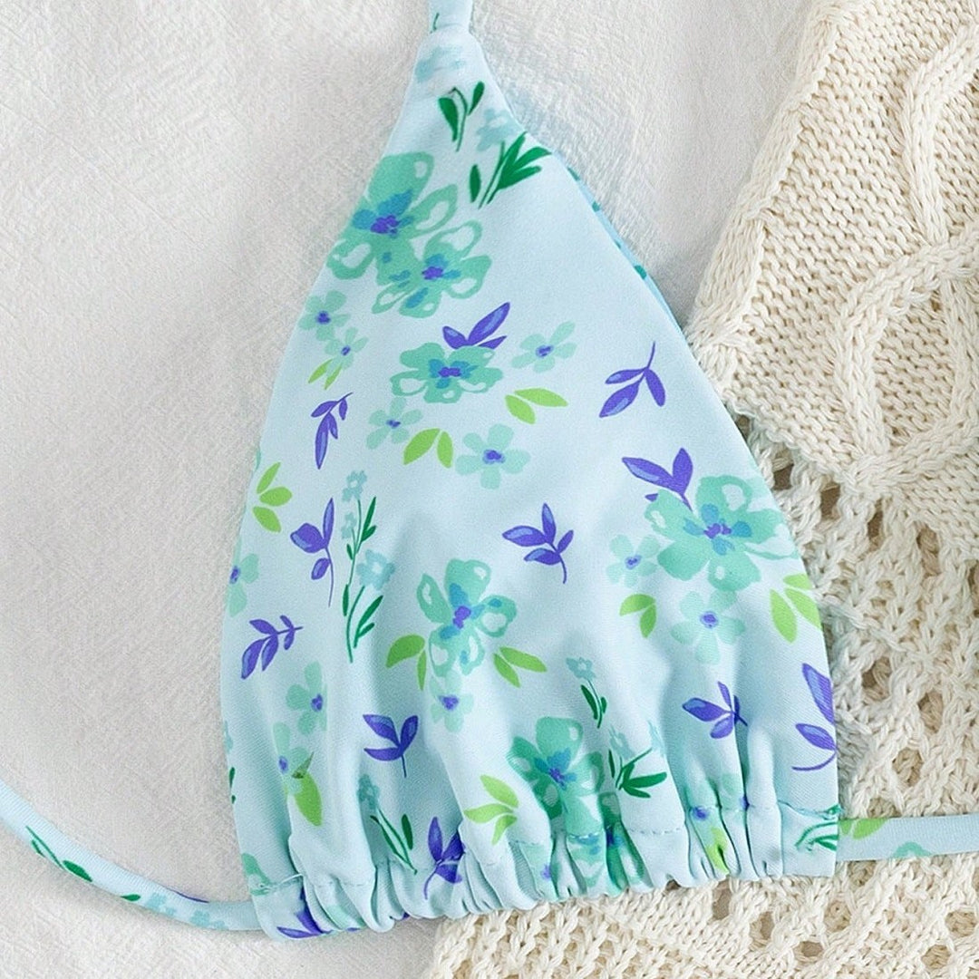 Dame trekant bikini sæt med smukke blomster mønstre Skovae
