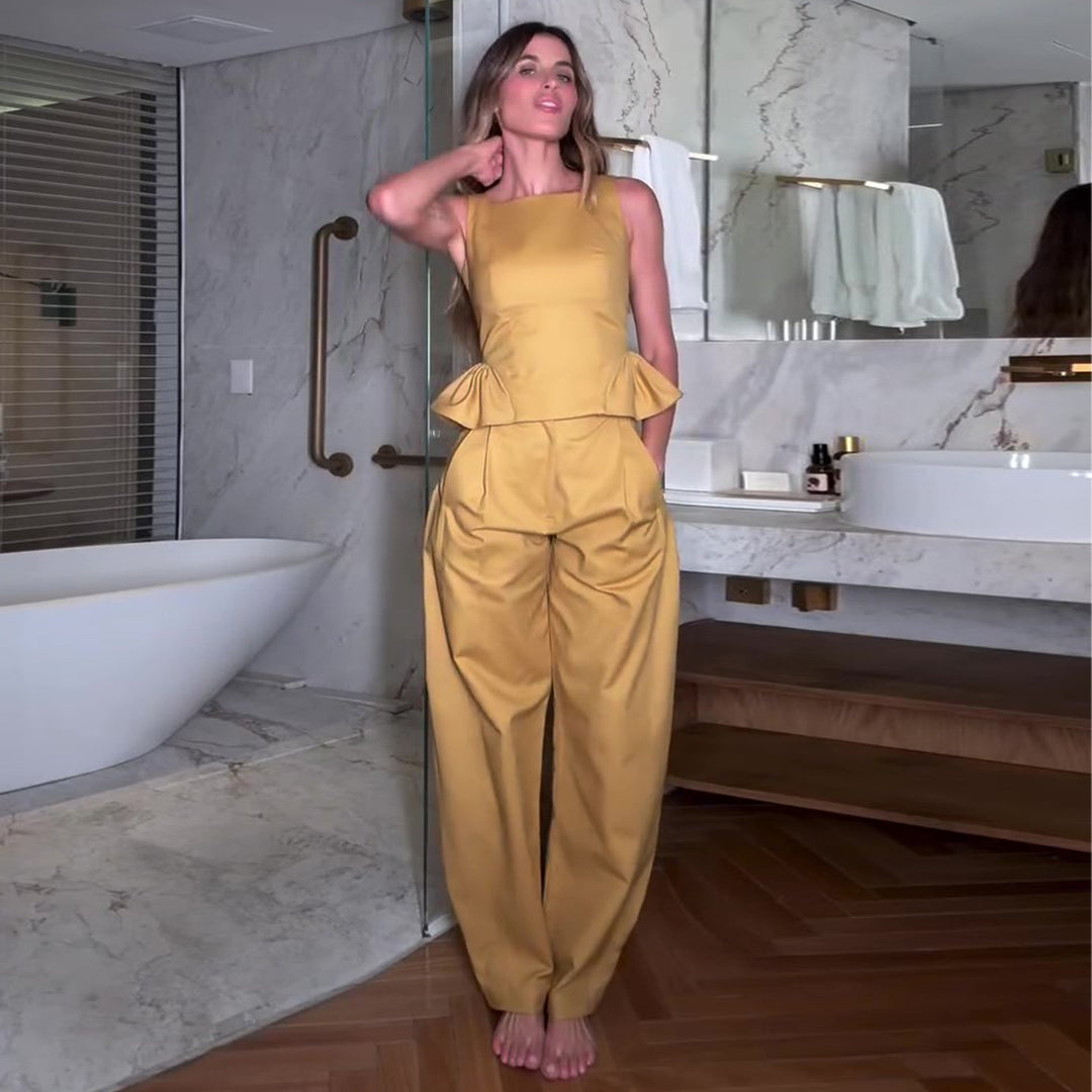 Kvinders elegante jumpsuit med peplumdetalje og bredt ben Skovae