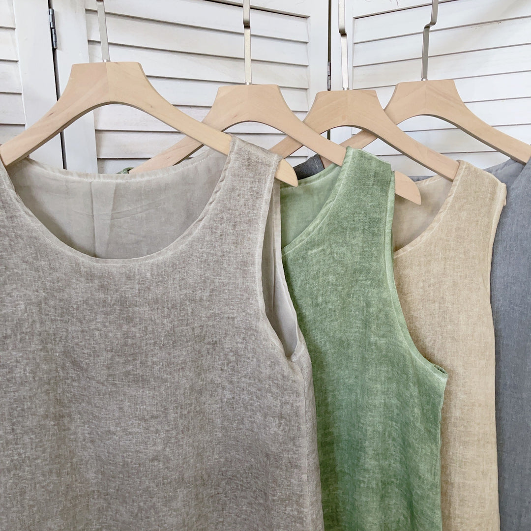 Femme Breezy Linned Maxi Kjole med Højslids Detalje Stilla