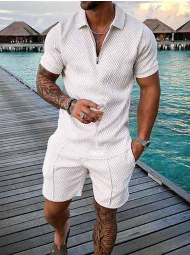 Herrer moderigtig kort overall med struktureret design Stilla