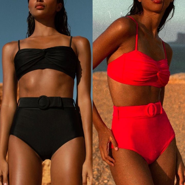 Dame bikini-sæt med elegant flæse og højtaljet trusse Stilla